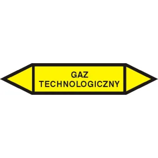 Tabliczka na rurociągi Gaz technologiczny znak na Folii Samoprzylepnej (R-G08)