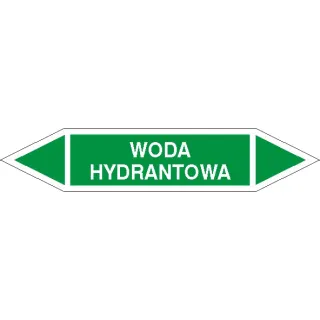 Tabliczka na rurociągi Woda hydrantowa znak na Folii Samoprzylepnej (800-87)