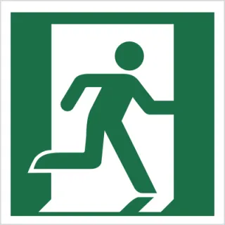 Znak drzwi ewakuacyjne prawe na Folii Świecącej (E02) (ISO 7010)