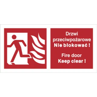 Znak drzwi przeciwpożarowe. nie blokować! fire door keep clear! (w lewo) na Folii Świecącej (217-05)