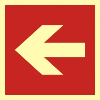 Znak kierunek do miejsca rozmieszczenia sprzętu pożarniczego lub urządzenia ostrzegającego na Płycie Świecącej (BA011)
