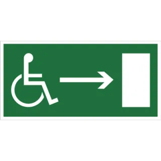 Znak kierunek do wyjścia drogi ewakuacyjnej dla niepełnosprawnych w prawo na Folii Świecącej (102-05)