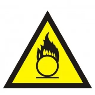 Znak ostrzeżenie przed substancjami o właściwościach utleniających na płycie PCV (JA 017)