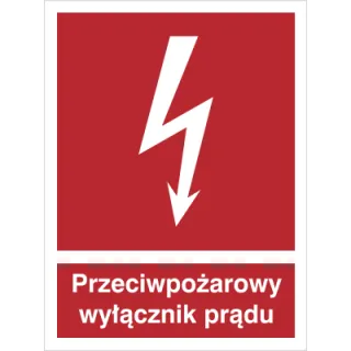 Znak przeciwpożarowy wyłącznik prądu na Folii Świecącej (219)