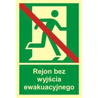 Znak rejon bez wyjścia ewakuacyjnego na Folii Świecącej (AC034)