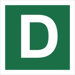 Znak stacja ewakuacyjna D na Płycie Świecącej (120-26)