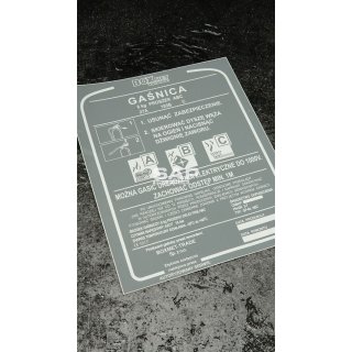 Etykieta serwisowa oryginalna do gaśnicy proszkowej GP6x ABC Boxmet