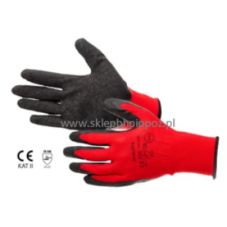 Rękawice ochronne poliestrowe L2001 czerwono-czarne