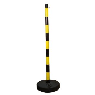 Słupek do łańcucha żółto-czarny 110 cm podstawa plastikowa