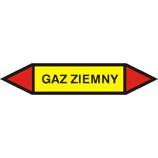 Tabliczka na rurociągi Gaz ziemny  znak na folii zwykłej