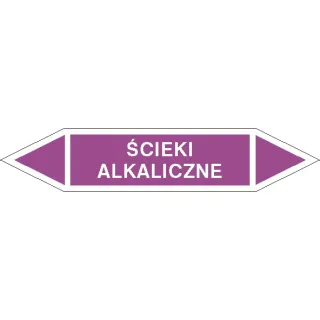 Tabliczka na rurociągi Ścieki alkaliczne znak na Folii Samoprzylepnej (R-KZ22)