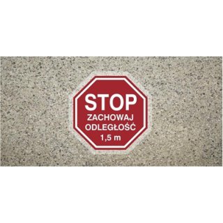 Znak antypoślizgowy STOP zachowaj odległość 1,5m samoprzylepny