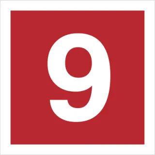 Znak cyfra 9 na Folii Świecącej (808-17)