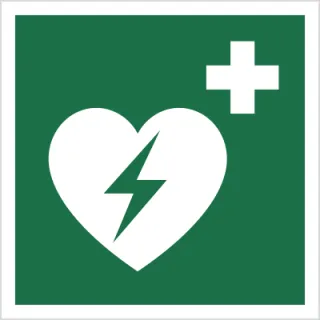 Znak defibrylator na Folii Świecącej (AED) (E10) (ISO 7010)