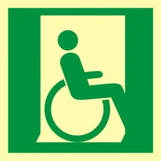 Znak drzwi ewakuacyjne dla niepełnosprawnych w prawo na Folii Świecącej (AC055)