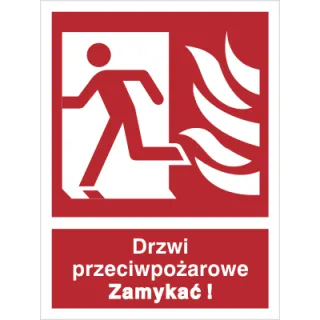 Znak drzwi przeciwpożarowe zamykać (w lewo) na Folii Świecącej (217-01)