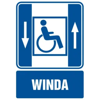 Znak Dźwig osobowy dla niepełnosprawnych na Folii Samoprzylepnej (RB005)