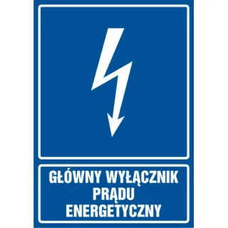 Znak Główny wyłącznik energetyczny prądu na płycie PCV (HG015)