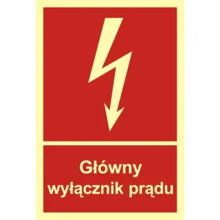 Znak główny wyłącznik prądu na Folii Samoprzylepnej (BC008)