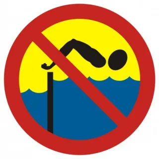 Znak Kąpiel zabroniona- spiętrzenie wody na Płycie PCV (OH012)