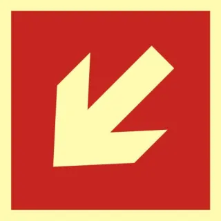 Znak kierunek do miejsca rozmieszczenia sprzętu pożarniczego lub urządzenia ostrzegającego na Folii Świecącej (BA012)