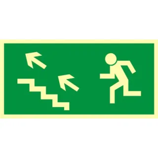 Znak kierunek do wyjścia drogi ewakuacyjnej schodami w górę w lewo TD (AA006)