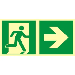 Znak kierunek do wyjścia ewakuacyjnego - w prawo na Płycie Świecącej (AAE107)