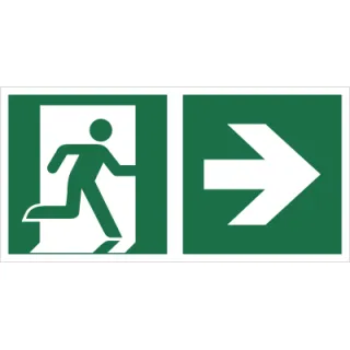 Znak Kierunek do wyjścia ewakuacyjnego w prawo na Płycie Świecącej (E02-PP) (ISO 7010)