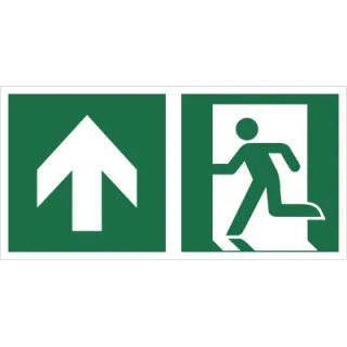 Znak kierunek do wyjścia ewakuacyjnego w górę Lewostronny na Folii Świecącej (E01-GG) (ISO 7010)