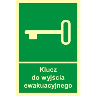Znak klucz do wyjścia ewakuacyjnego na Folii Świecącej (AC029)