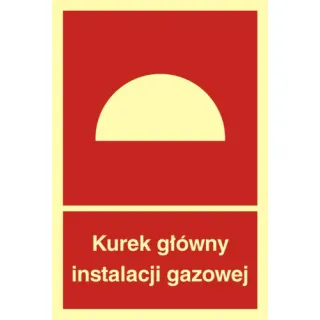 Znak kurek główny instalacji gazowej na Folii Samoprzylepnej (BB005)