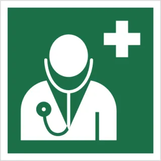 Znak lekarz na Płycie Świecącej (E09) (ISO 7010)