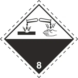 Znak materiały żrące na Folii Samoprzylepnej (MB125)