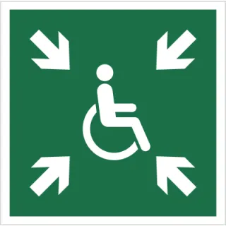 Znak miejsce zbiórki do ewakuacji dla inwalidów na Płycie Świecącej (E24) (ISO 7010)