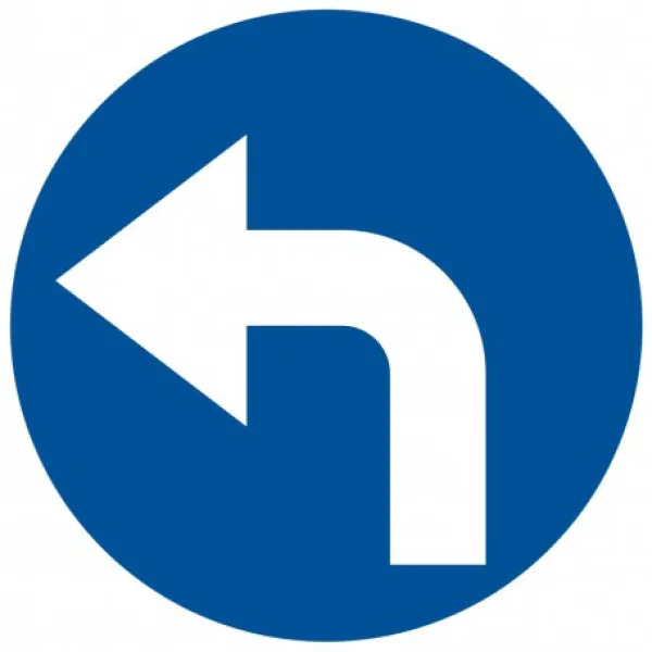 Znak Nakaz jazdy w lewo (skręcanie za znakiem) na Folii Samoprzylepnej (SA035)