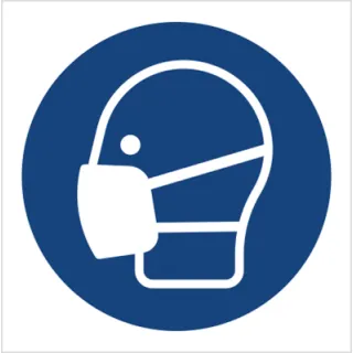 Znak nakaz stosowania maski przeciwpyłowej na Folii Samoprzylepnej (M16) (ISO 7010)