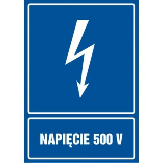 Znak Napięcie 500V na Folii Samoprzylepnej (HG023)