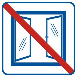 Znak Nie otwierać obiekt klimatyzowany na Folii Samoprzylepnej (RA515)