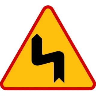  Znak ostrzegawczy METALOWY Dwa niebezpieczne zakręty- pierwszy w lewo (A4)
