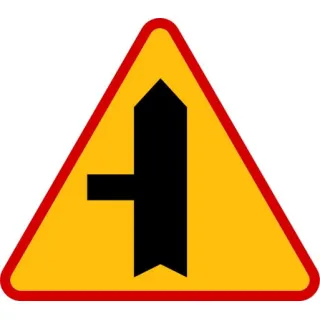 Znak ostrzegawczy METALOWY Skrzyżowanie z drogą podporządkowaną występującą po lewej stronie (A6c)