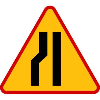 Znak ostrzegawczy METALOWY Zwężenie jezdni - lewostronne (A12c)