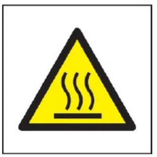 Znak ostrzeżenie przed gorącą powierzchnią na płycie PCV (W17) (ISO 7010)