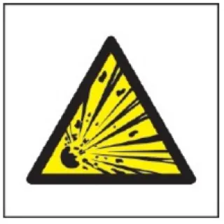 Znak ostrzeżenie przed niebezpieczeństwem wybuchu na Folii Samoprzylepnej (W02) (ISO 7010)