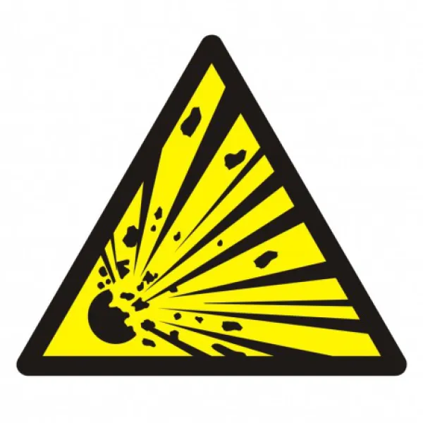 Znak ostrzeżenie przed niebezpieczeństwem wybuchu na Folii Samoprzylepnej (GDW002)