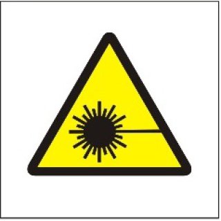 Znak ostrzeżenie przed promieniami laserowymi na płycie zwykłej