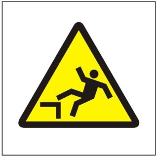 Znak ostrzeżenie przed śliskimi schodami na płycie zwykłej