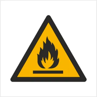 Znak ostrzeżenie przed substancjami łatwopalnymi na płycie PCV (W21) (ISO 7010)