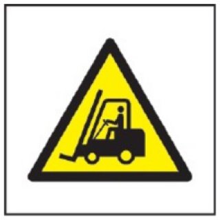 Znak ostrzeżenie przed urządzeniami do transportu poziomego na folii zwykłej