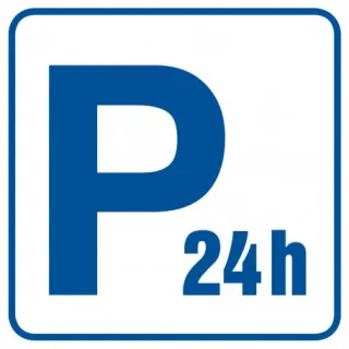Znak parking płatny-czynny całą dobę na płycie PCV (RA075)