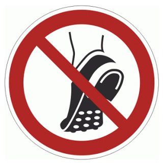 Znak podłogowy Nie wchodzić w obuwiu z metalową powierzchnią 